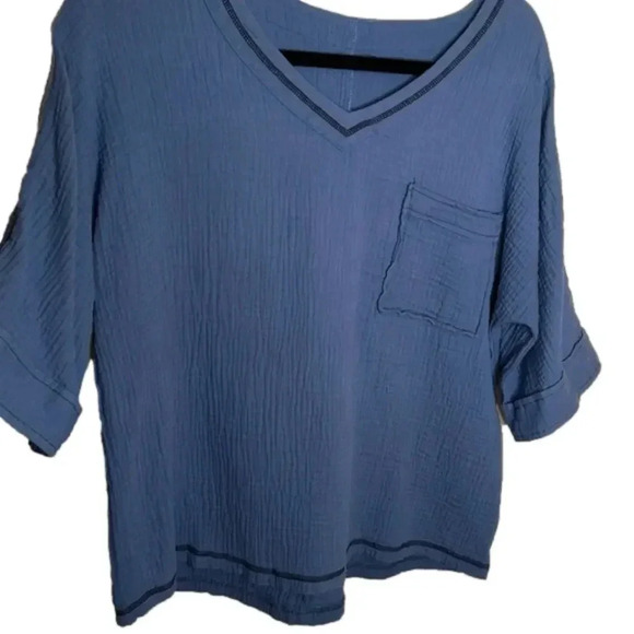 Charming Charlie Textured V-Neck Half Sleeve Blouse Size M - Picture 5 of 6